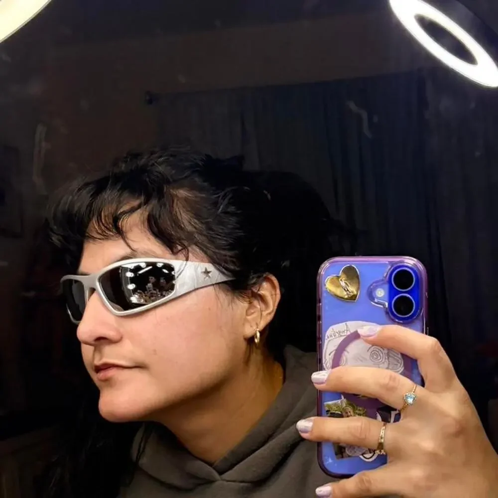 Cyberpunk y2k silver star sunglasses